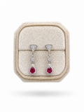 Ruby Teardrop Halo Drop Earrings in 925 Sterling Silver