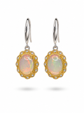 Vintage Opal Drop Earrings in Gold Plated 925 Sterling Silver