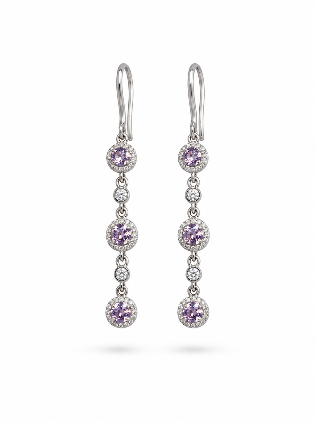 Tanzanite Halo Drop Earrings in 925 Sterling Silver
