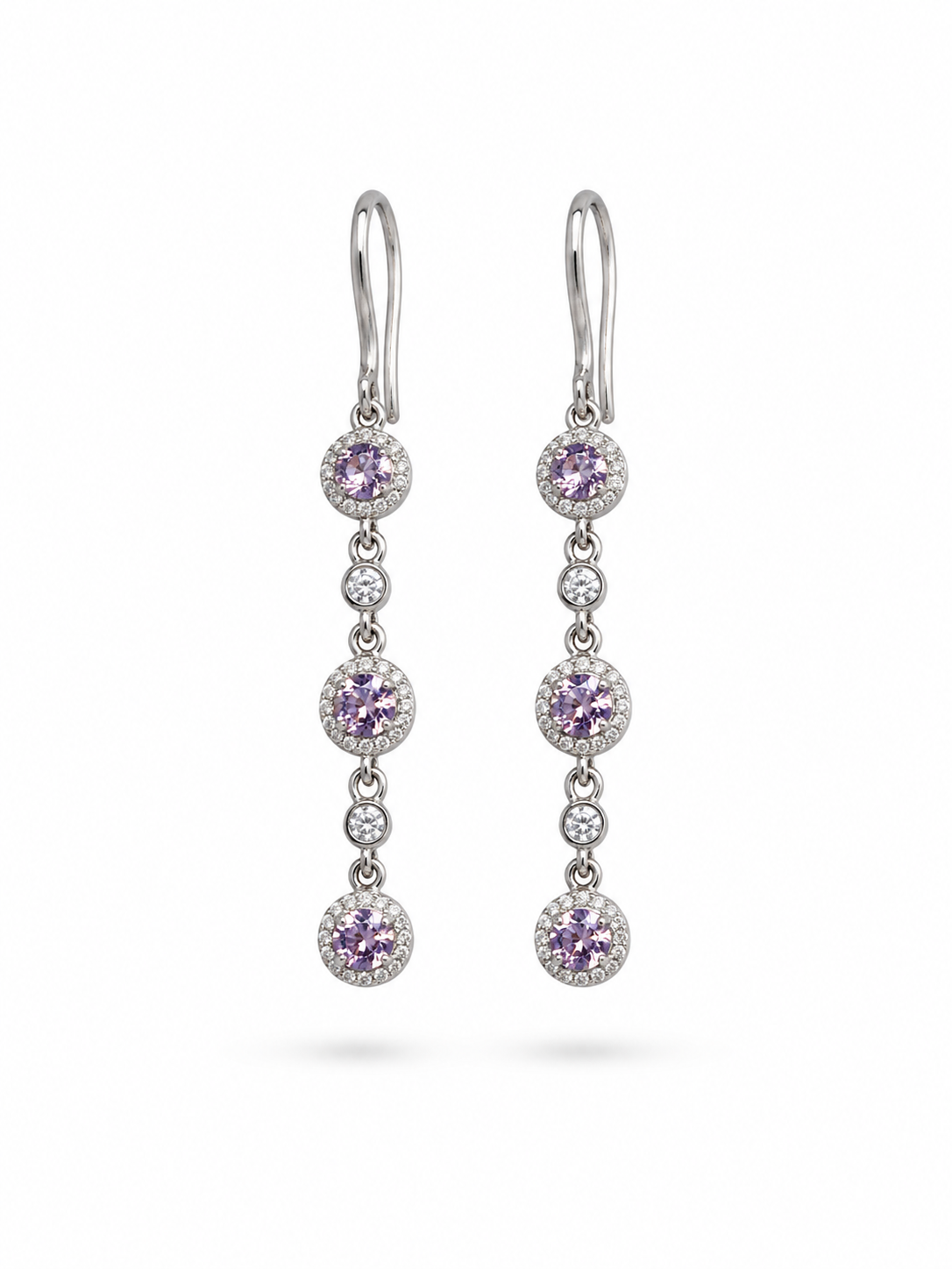 Tanzanite Halo Drop Earrings in 925 Sterling Silver