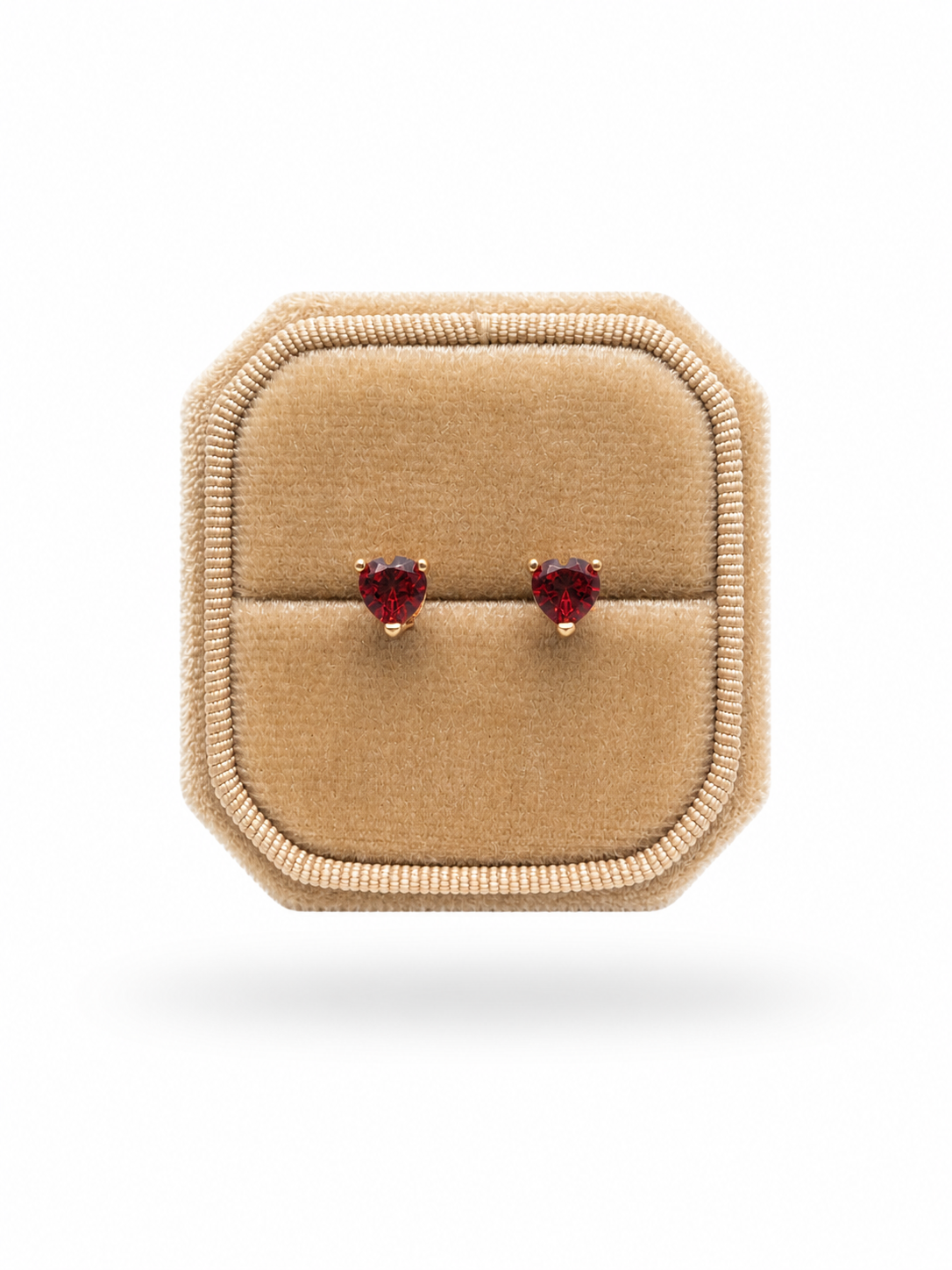 Natural Heart Shaped Garnet stud earrings ( Rose Gold Plated )