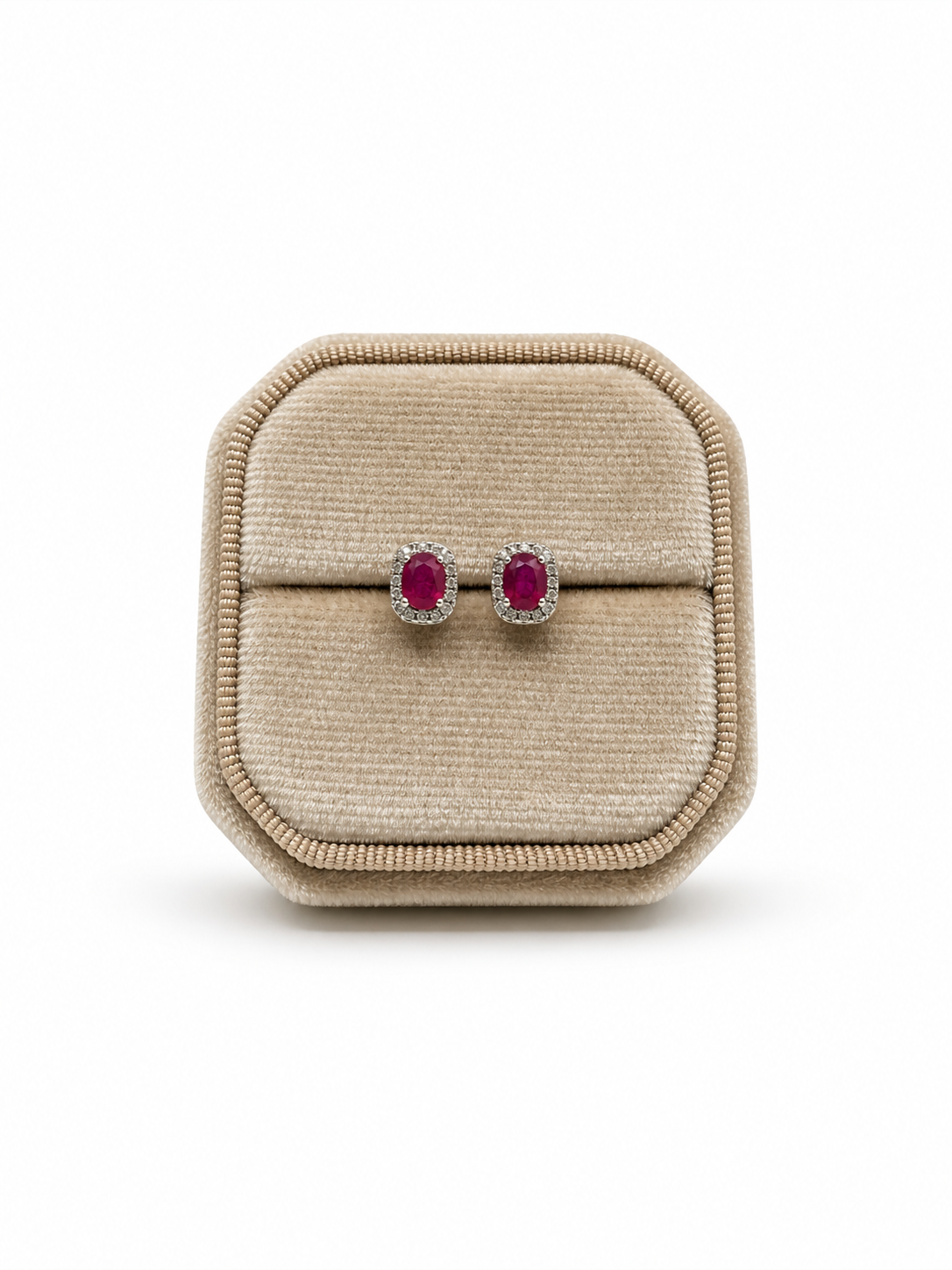 Natural Ruby Halo stud earrings