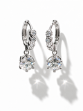1CT Moissanite Drop Hoop Earrings in 925 Sterling Silver