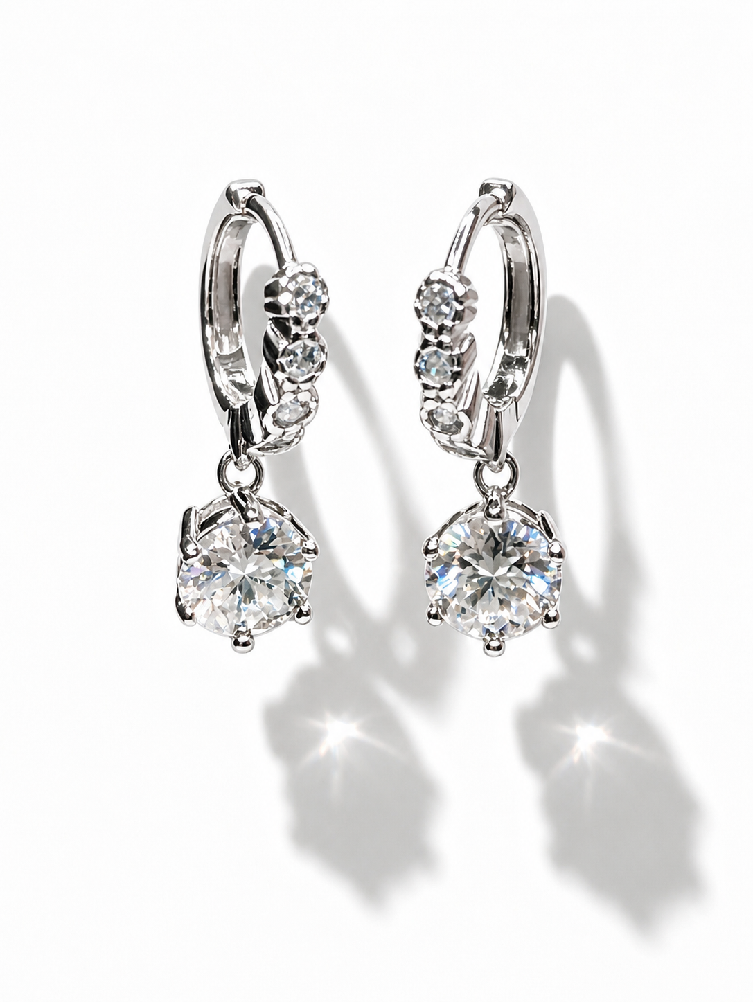 1CT Moissanite Drop Hoop Earrings in 925 Sterling Silver