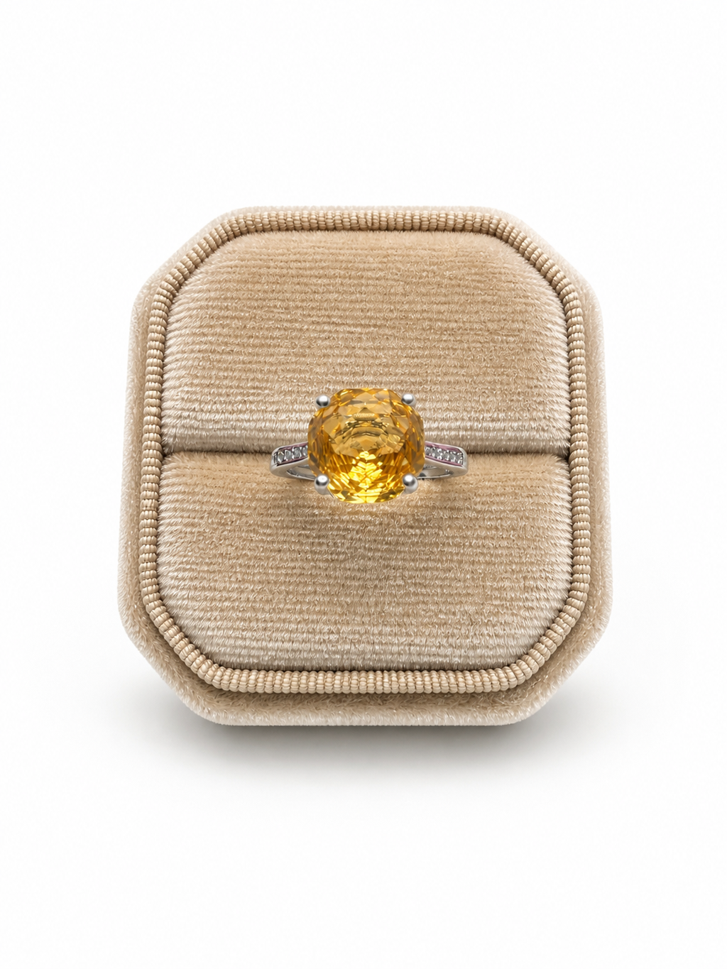 4CT Natural Citrine Adjustable Ring – 925 Sterling Silver