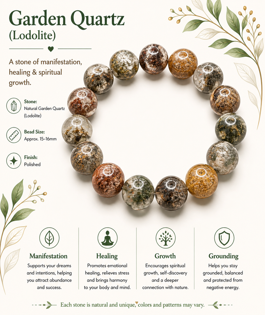 Natural Garden Quartz Bracelet ( 14 mm )