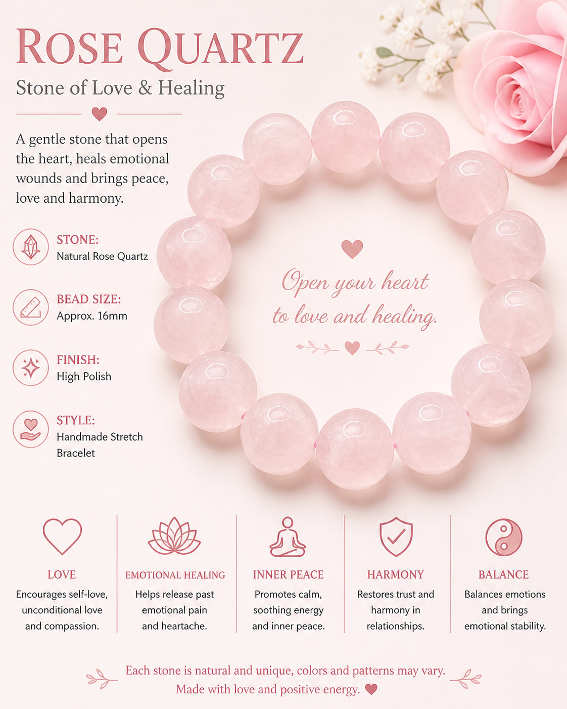 Natural Rose Quartz ( 16mm )