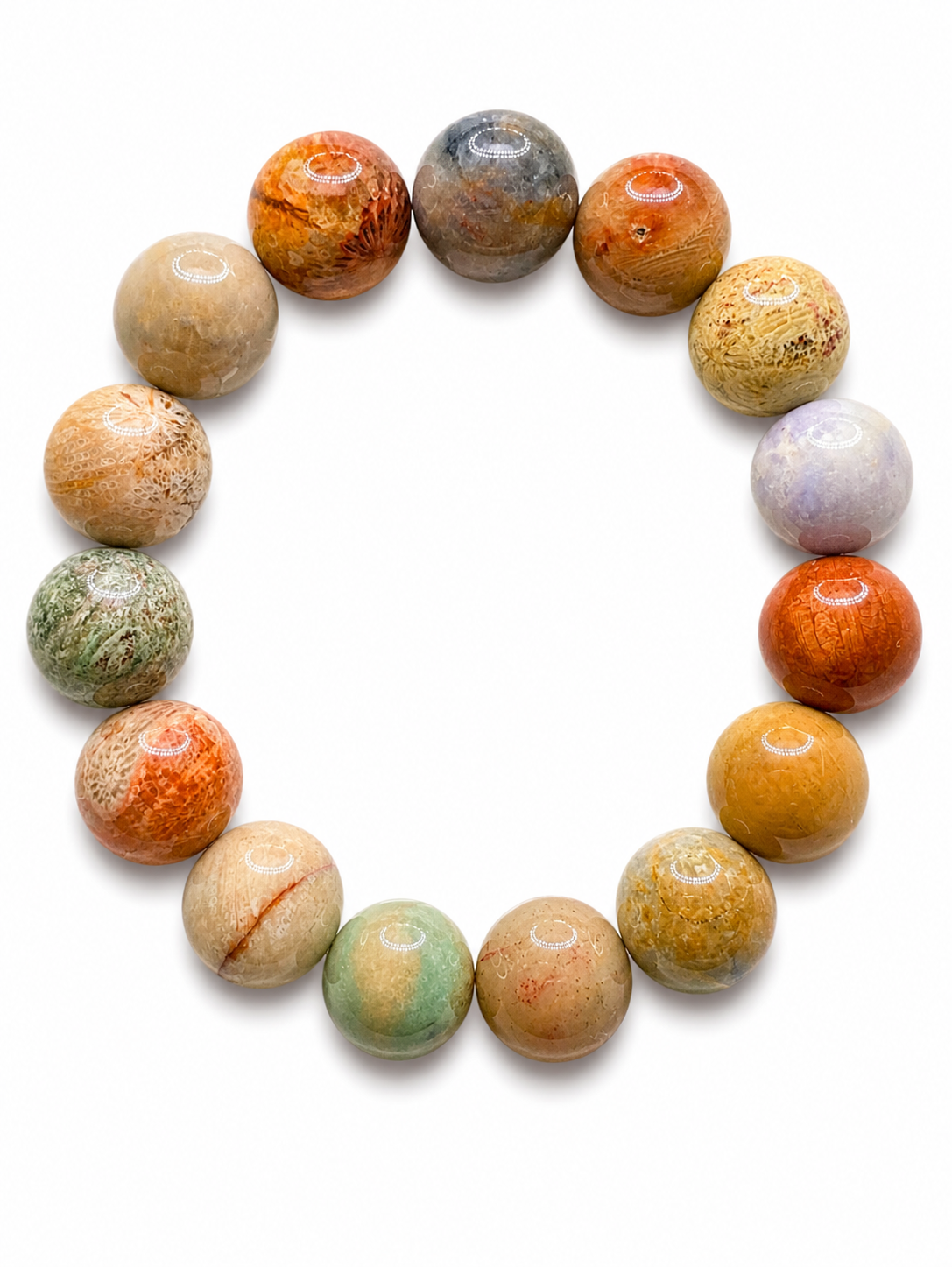 Natural Coral Jade Bracelet ( 14mm )
