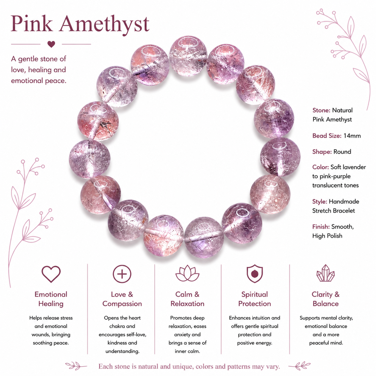 Natural Lavender Amethyst ( 14mm )