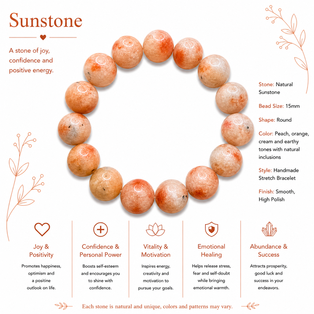 Natural Sunstone Bracelet ( 15mm )