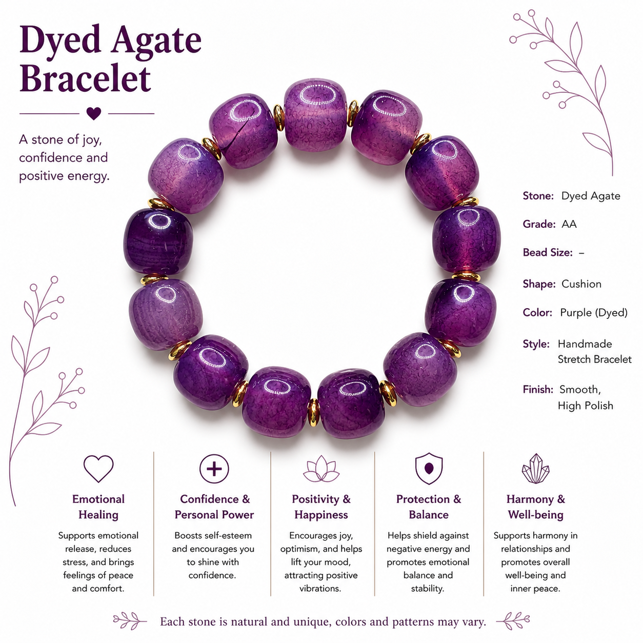 Natural Enhanced-Purple Agate Bracelet