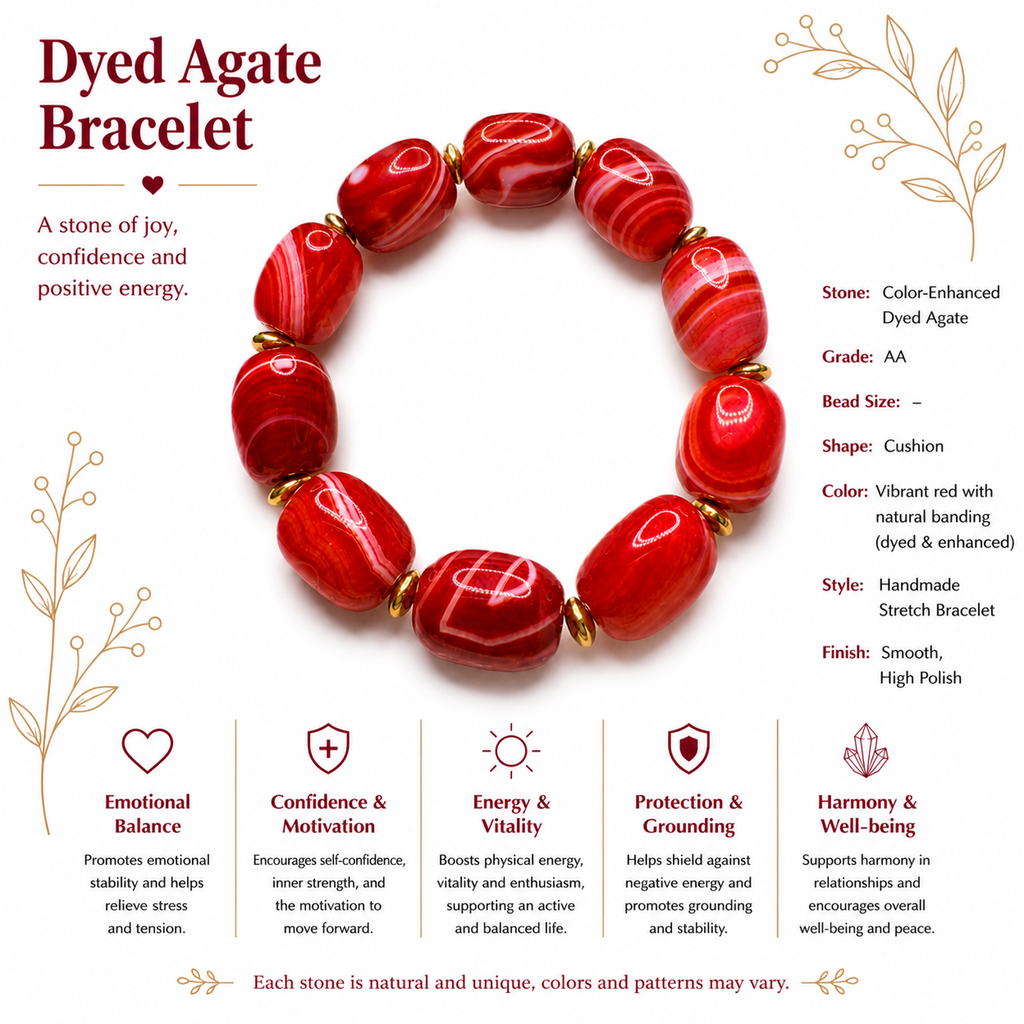 Natural Enhance-Red Agate Barrel Bracelet