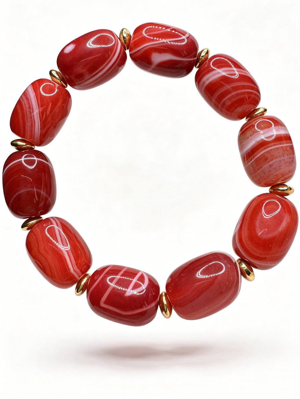 Natural Enhance-Red Agate Barrel Bracelet