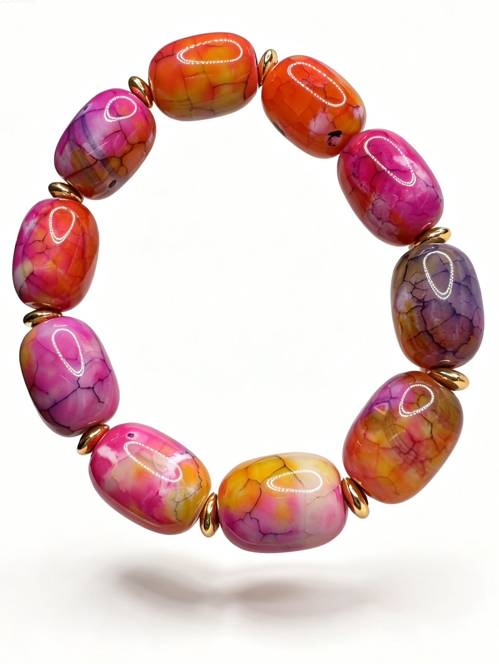Natural Enhanced-Pink Agate Barrel Bracelet
