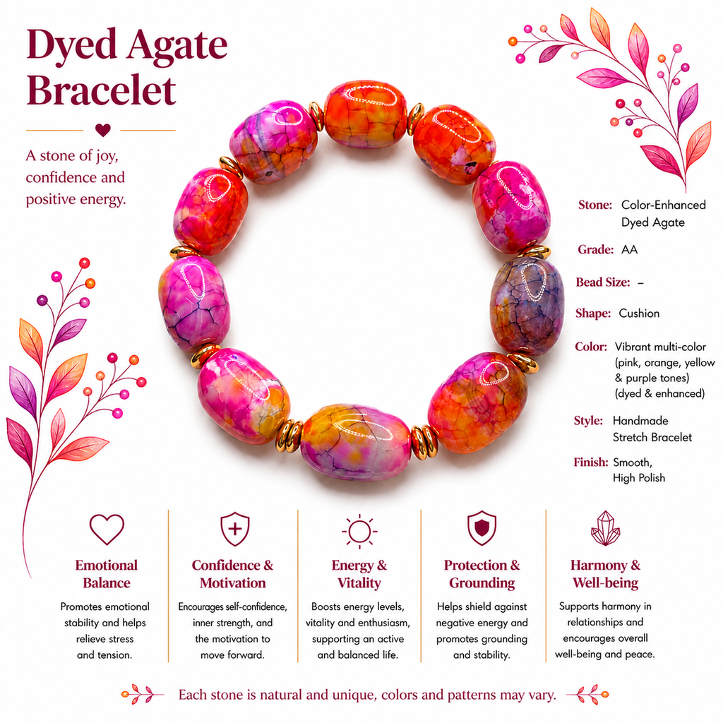 Natural Enhanced-Pink Agate Barrel Bracelet