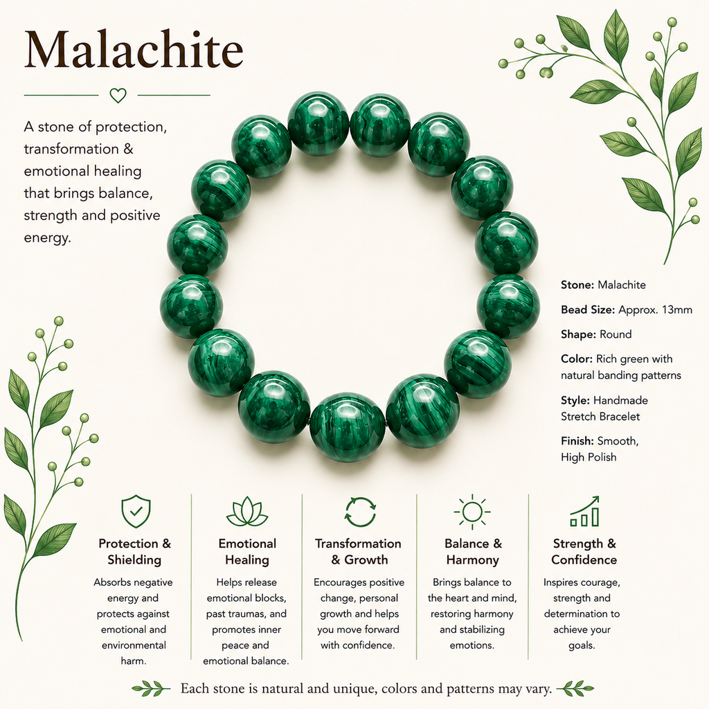 Natural Malachite Bracelet ( 10mm )
