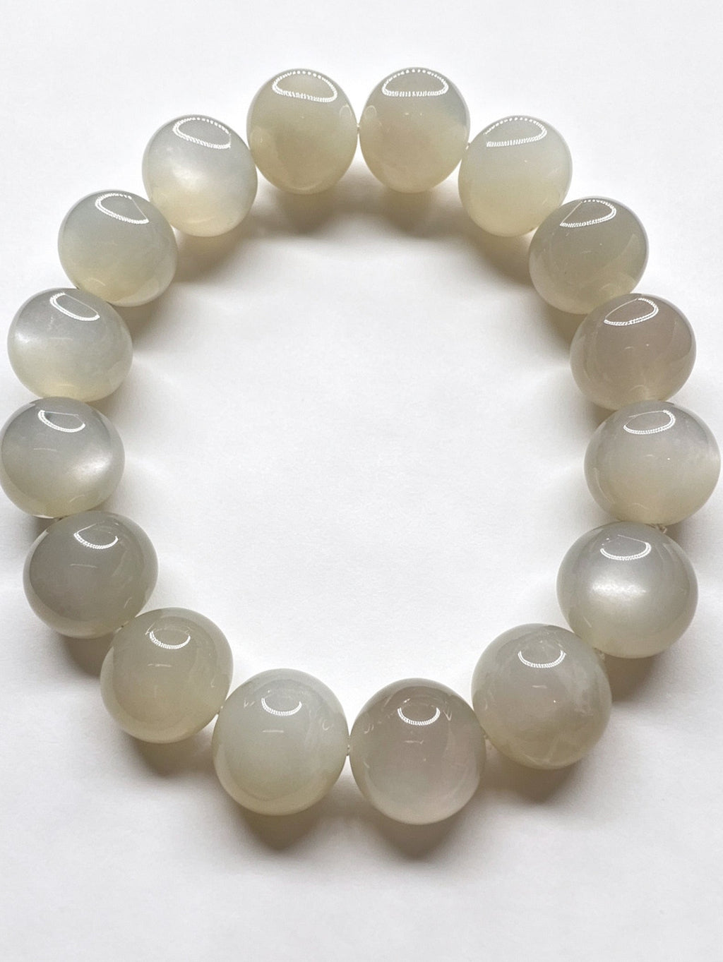 Natural White Moonstone Bracelet ( 13mm )