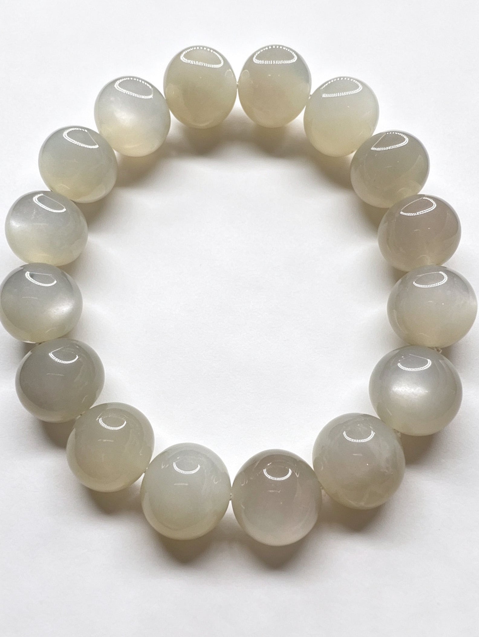 Natural White Moonstone Bracelet ( 13mm )