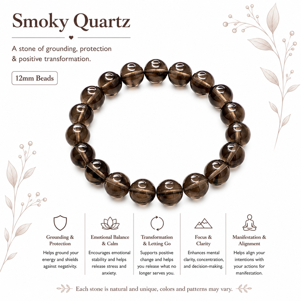 Natural Smokey Quartz Bracelet ( 12mm )