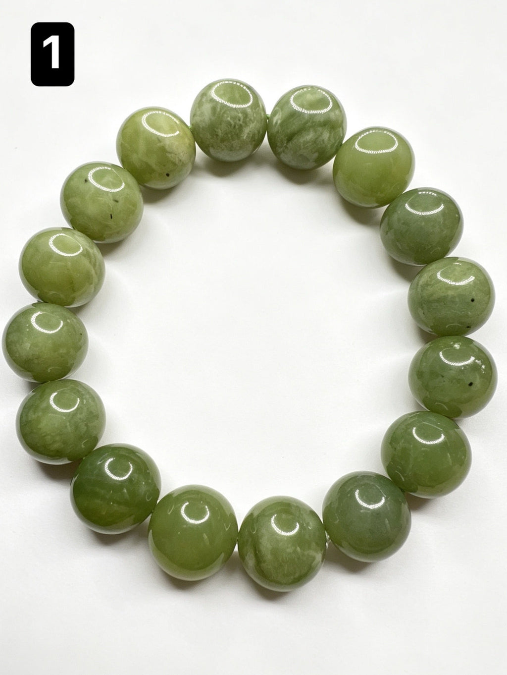 Natural Green Jade Bracelet ( 13mm )