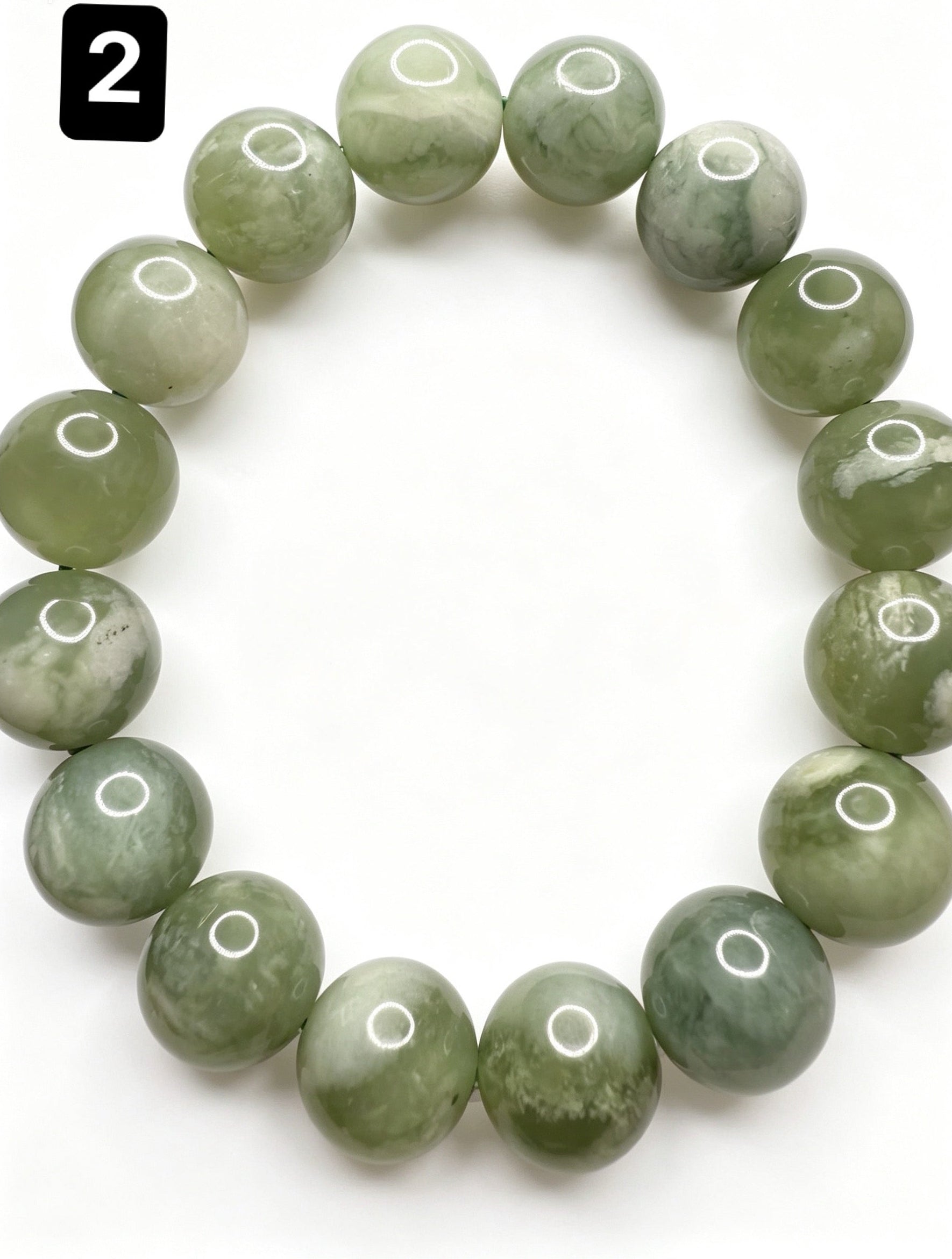 Natural Green Jade Bracelet ( 13mm )