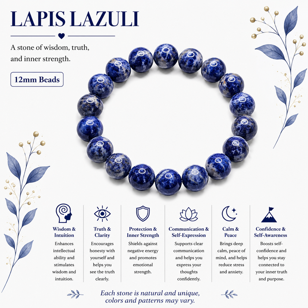 Natural Lapis Lazuli Bracelet ( 12mm )