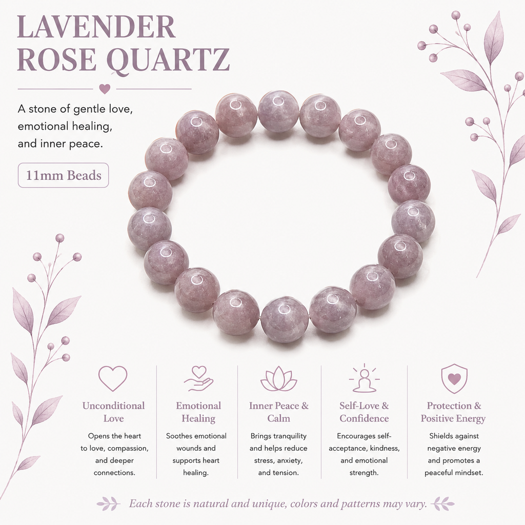 Natural Lavender Rose Quartz Bracelet