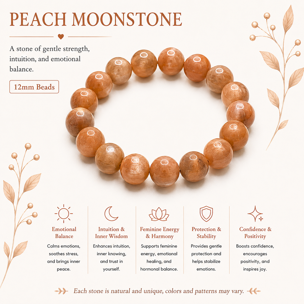 Natural Peach Moonstone Bracelet ( 9mm )