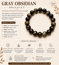 Natural Gray Obsidian Bracelet ( 12mm )