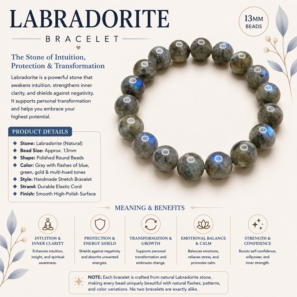 Natural Labradorite Bracelet ( 12mm )