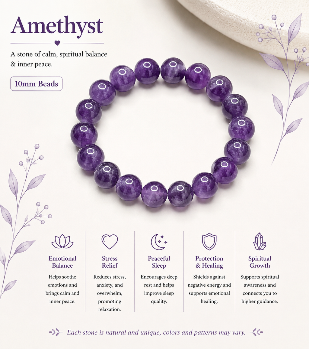 Natural Amethyst Bracelet ( 10mm )