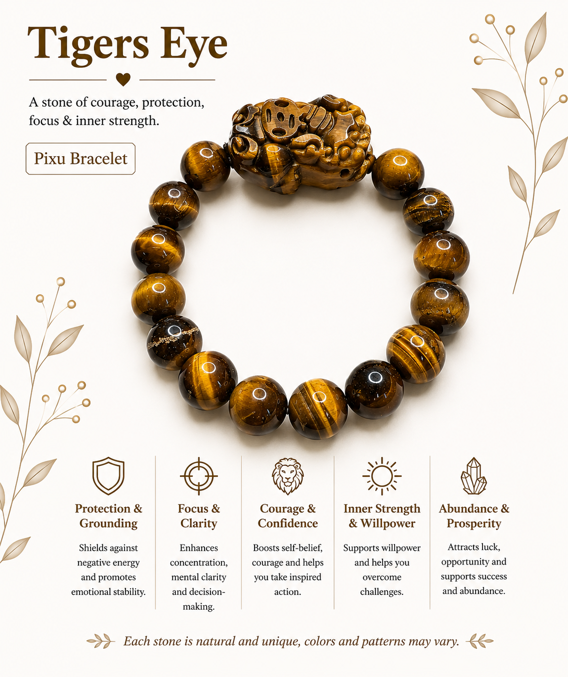 Natural Tigers Eye Pixiu Bracelet