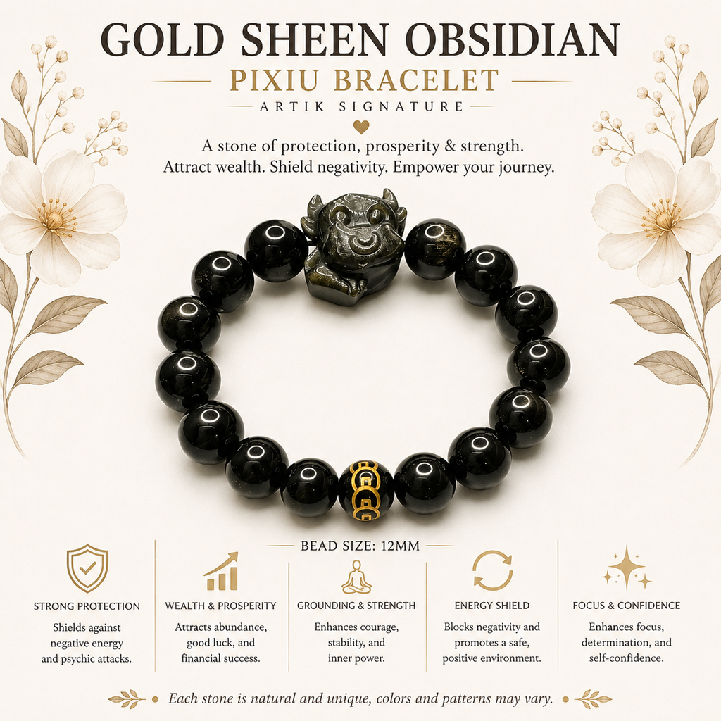 Gold Sheen Obsidian Pixiu Bracelet