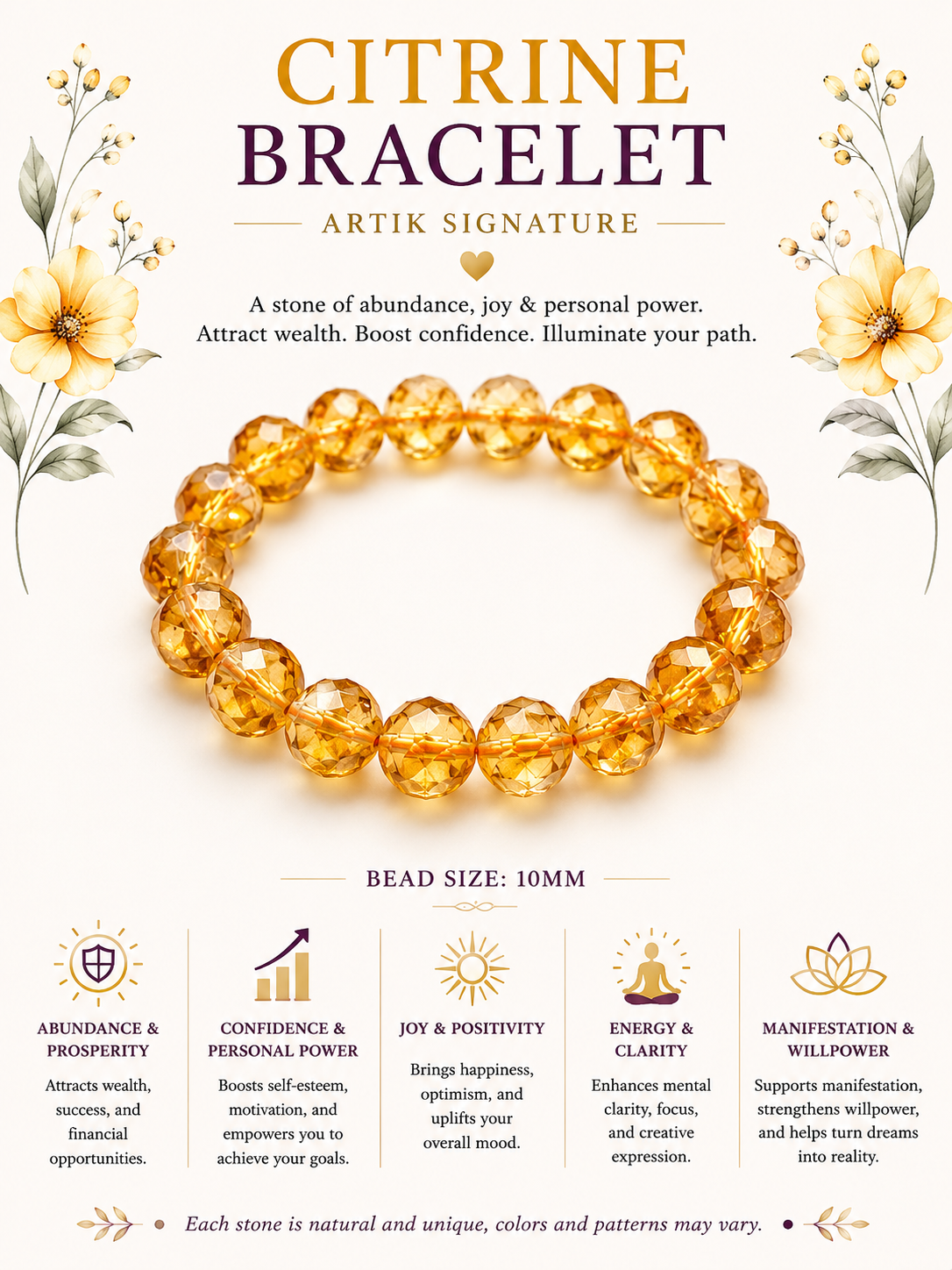 Natural Citrine Faceted Bracelet