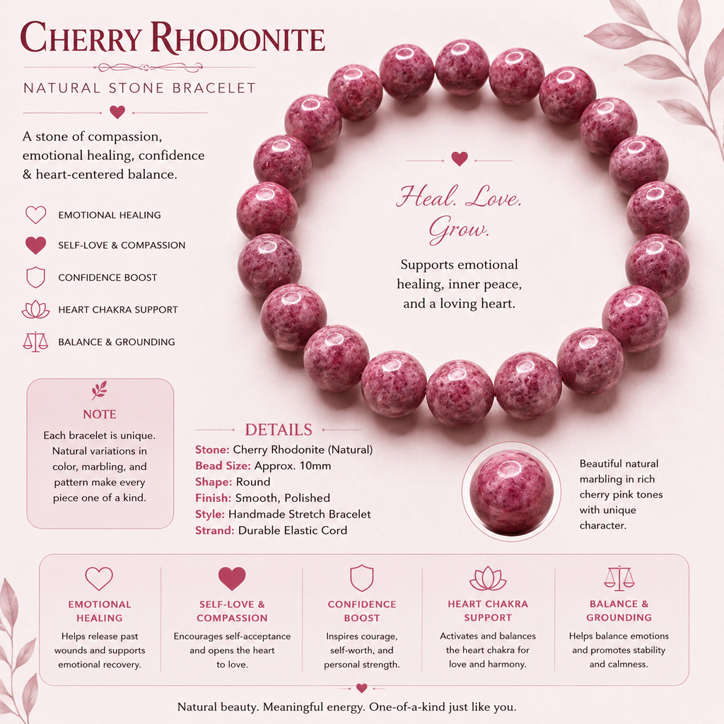 Natural Cherry Rhodonite ( 9mm )