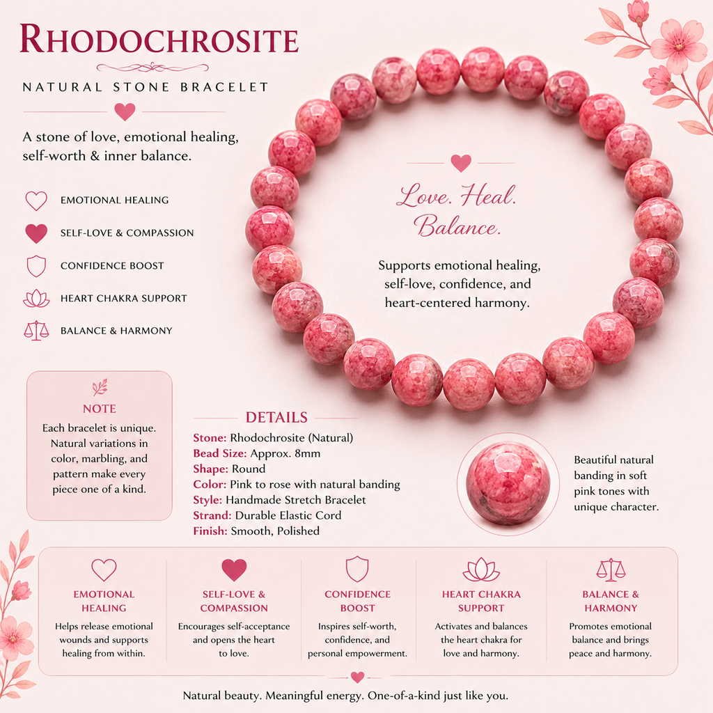 Natural Rhodochrosite Bracelet ( 8mm )
