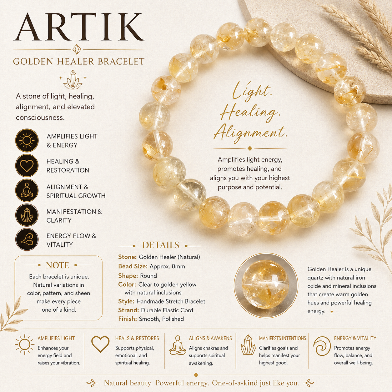 Natural Golden Healer Bracelet ( 11mm )