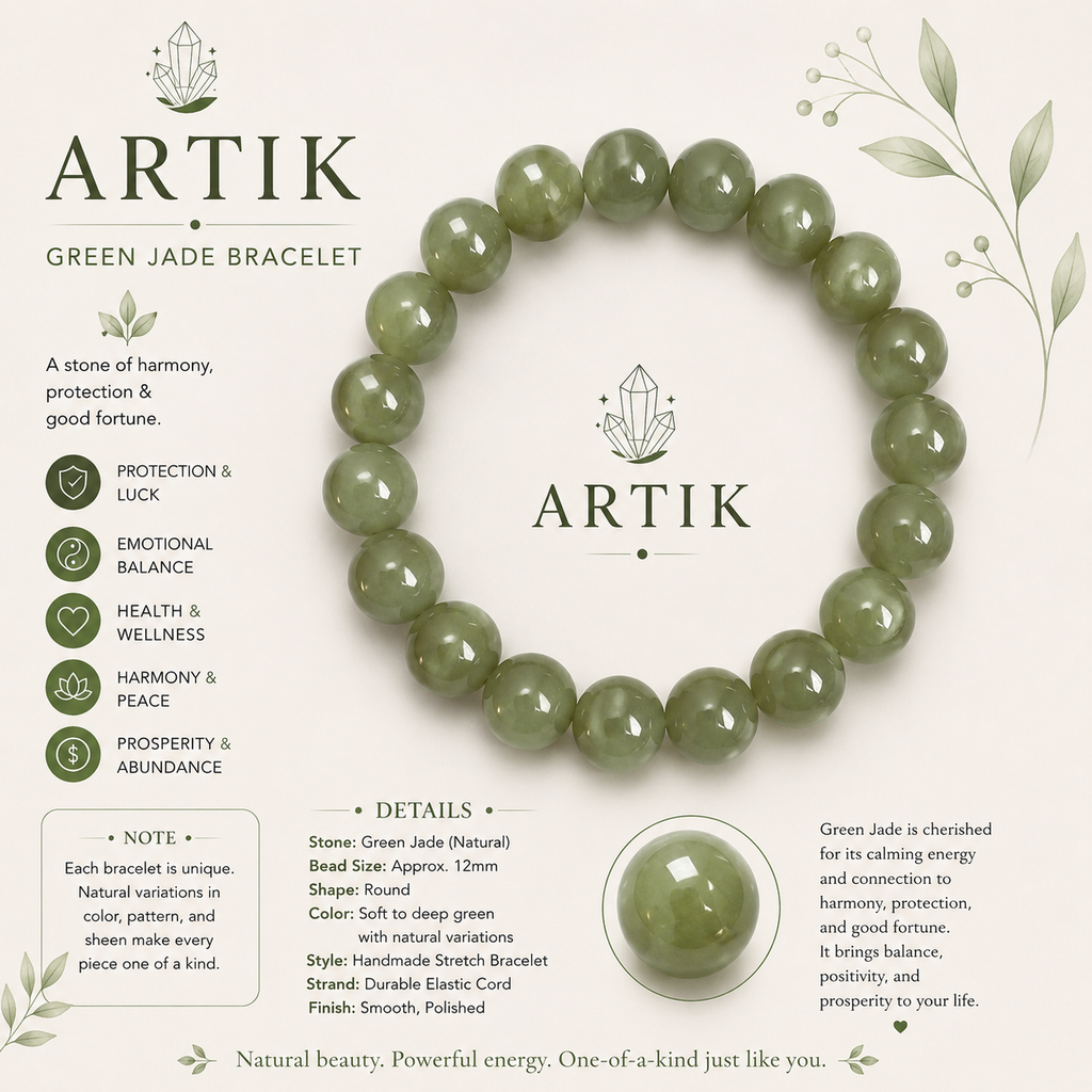 Natural Green Jade Bracelet ( 10mm )