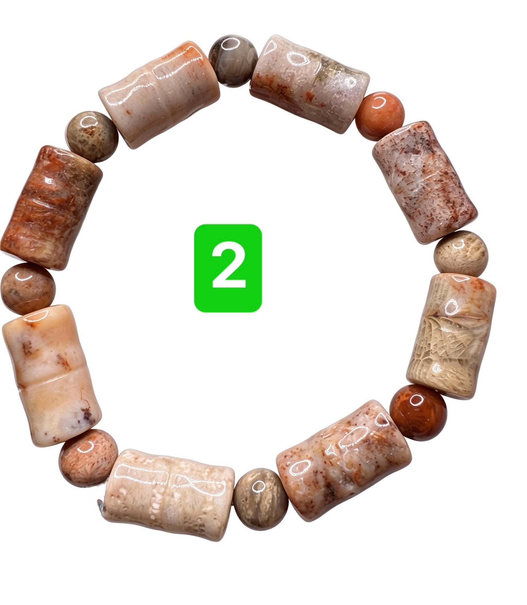 Natural Coral Jade Bone-Shaped Bracelet