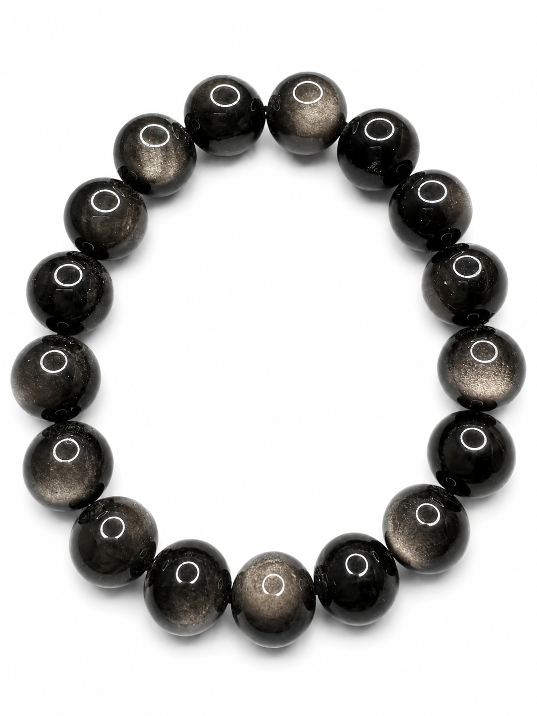 Natural Gray Obsidian Bracelet ( 12mm )