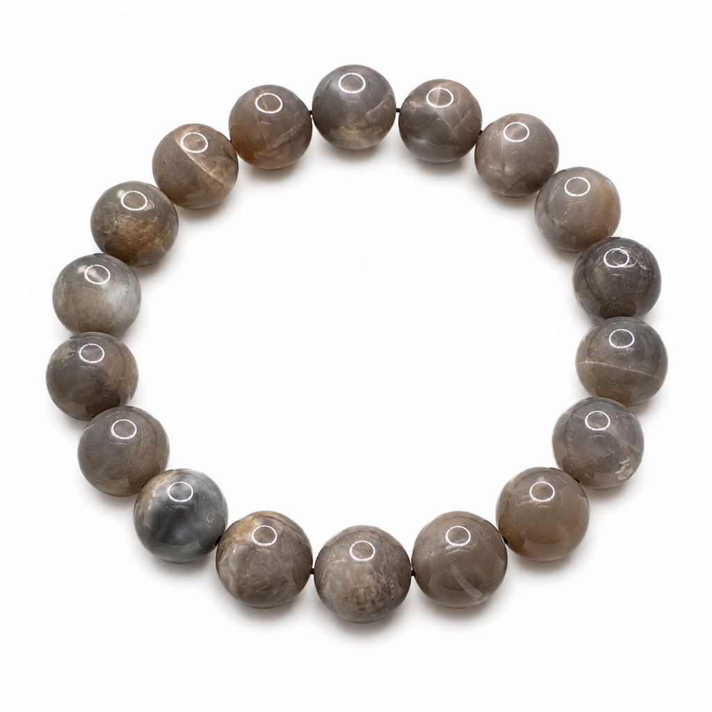 Natural Black Moonstone Bracelet ( 12mm )