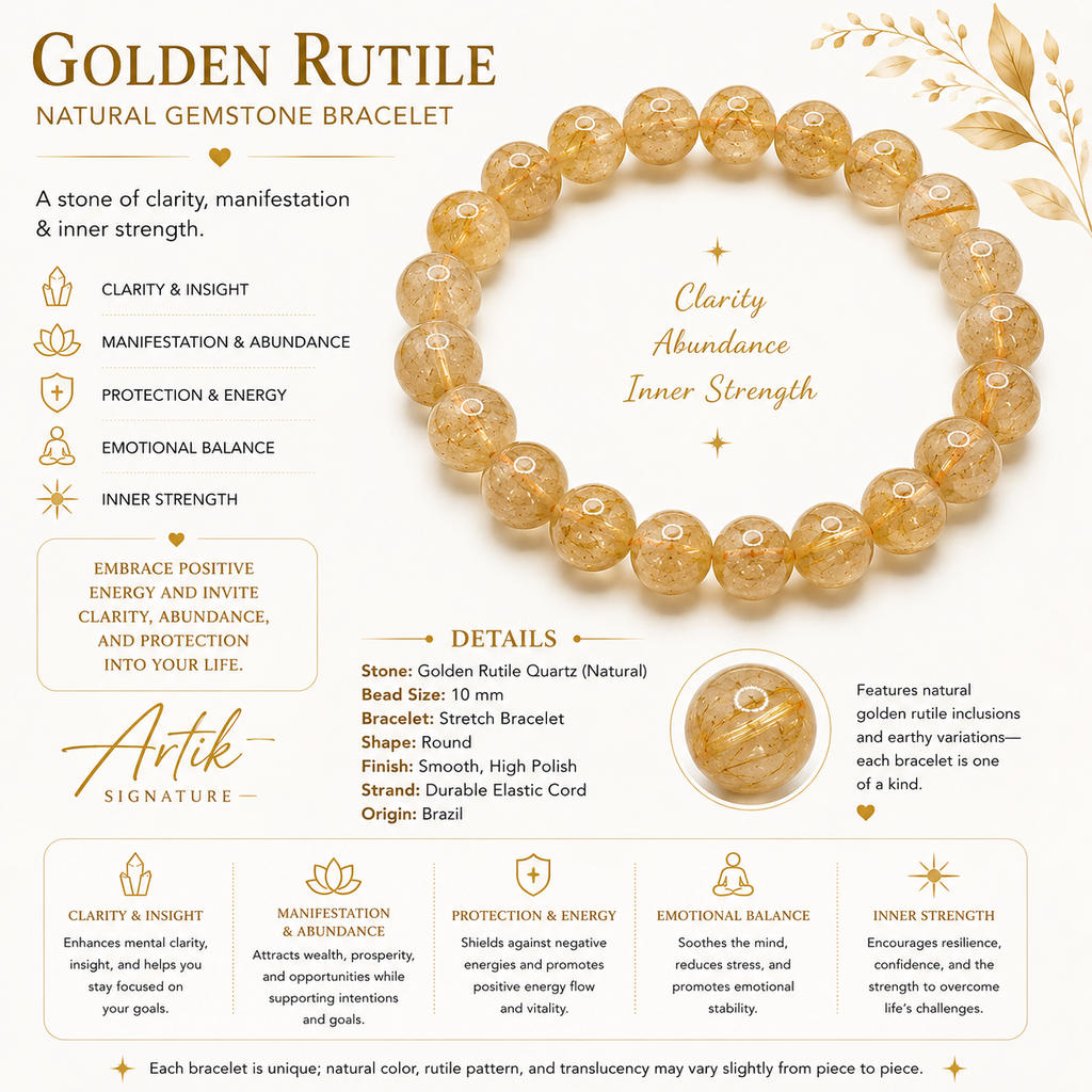 Natural Golden Rutile Bracelet ( 12mm )