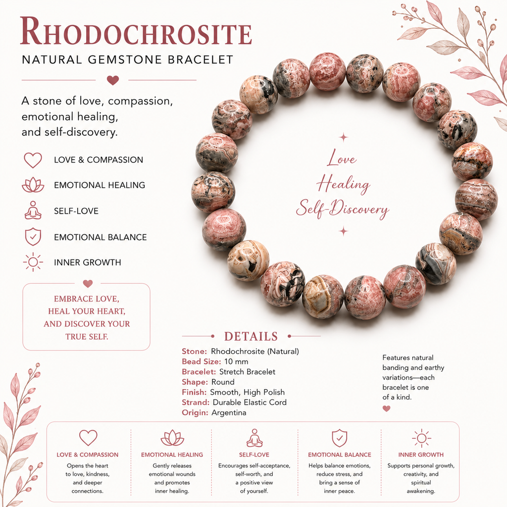 Natural Rhodochrosite Bracelet ( 12mm )