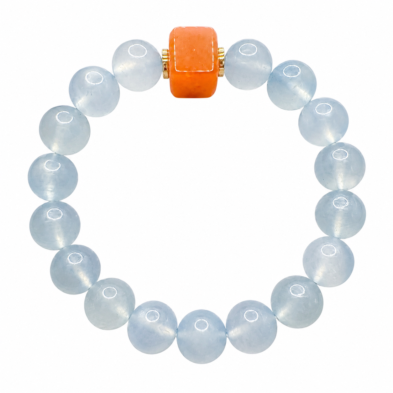 Natural Aquamarine Yan Yuan Charm Bracelet ( 11mm )