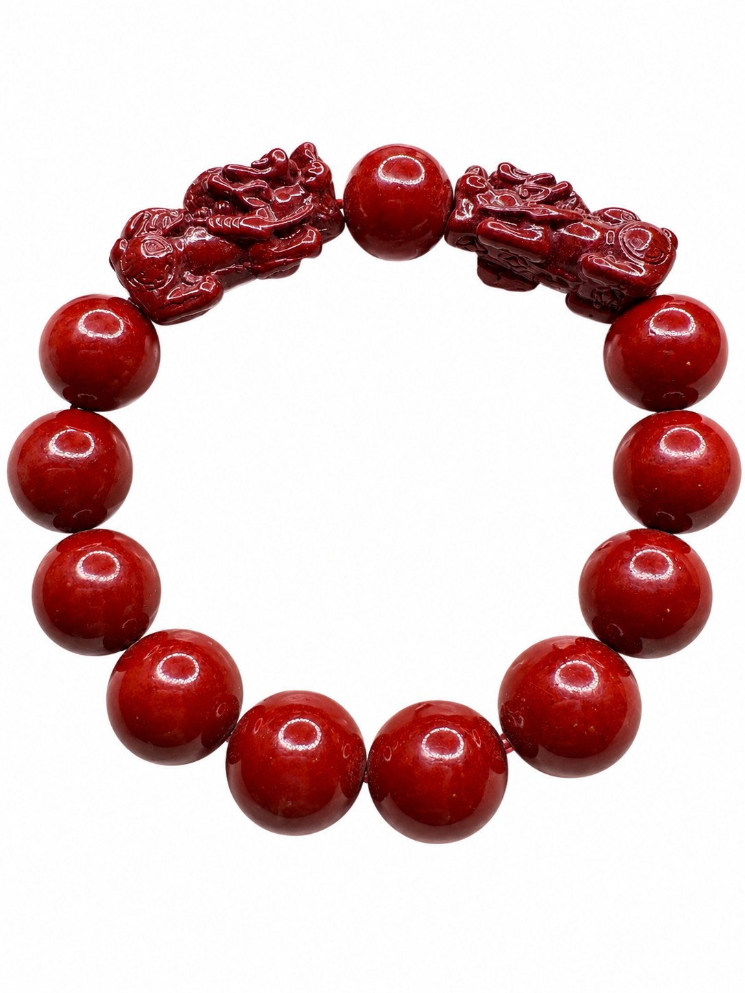 Natural Cinnabar Pixiu Bracelet ( 14mm )