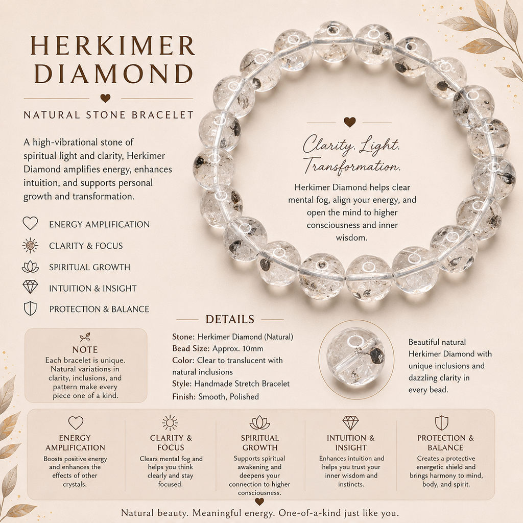 Natural Herkimer Diamond Bracelet ( 8mm )