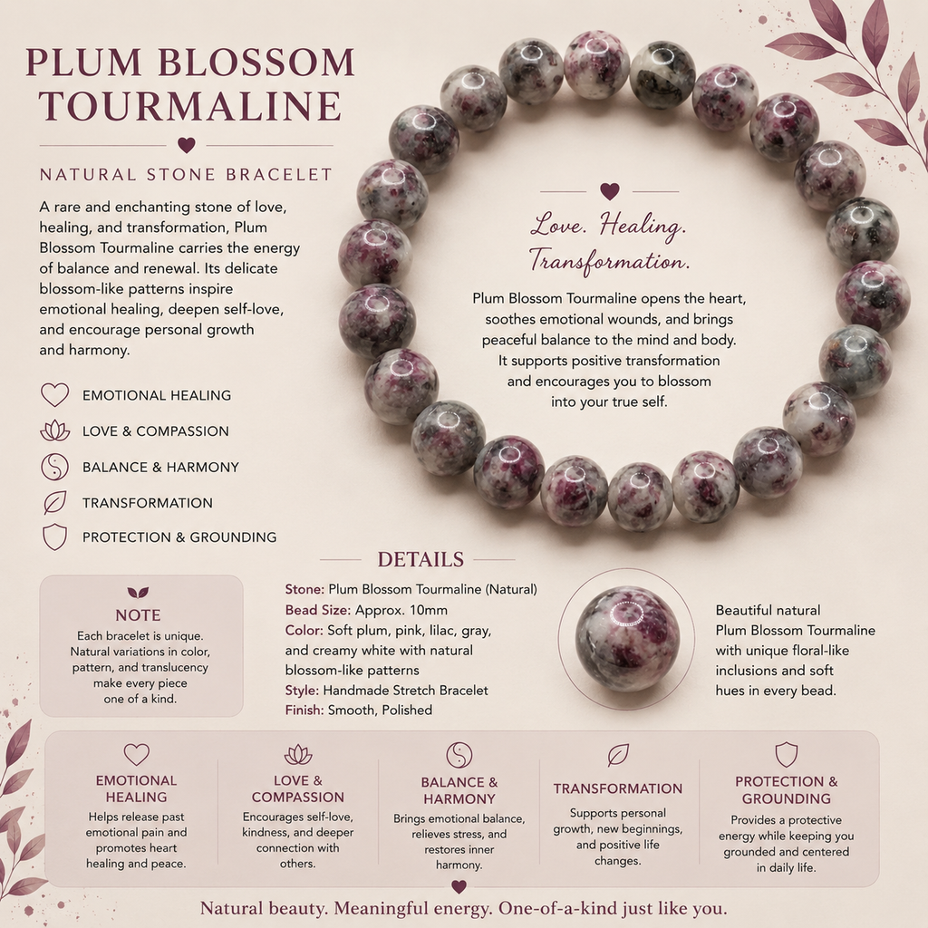 Natural Plum Blossom Tourmaline ( 9mm )