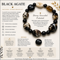 Natural Black Flower Agate Heart Shaped Bracelet