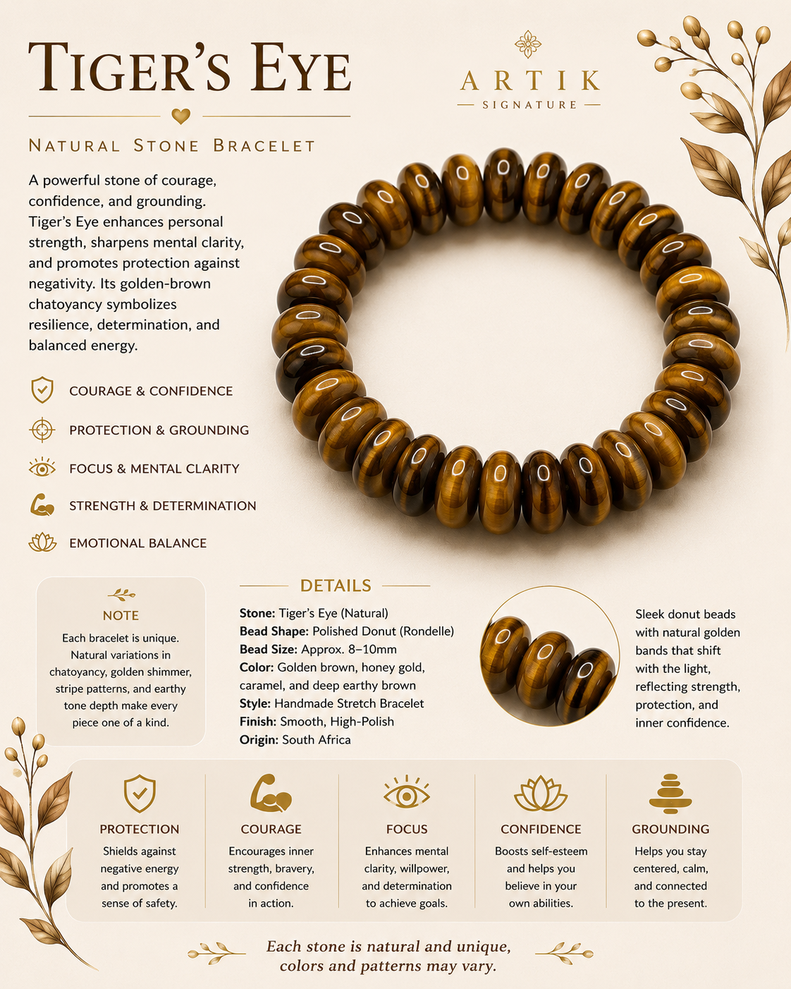 Natural Tigers Eye Bracelet ( 8mm )