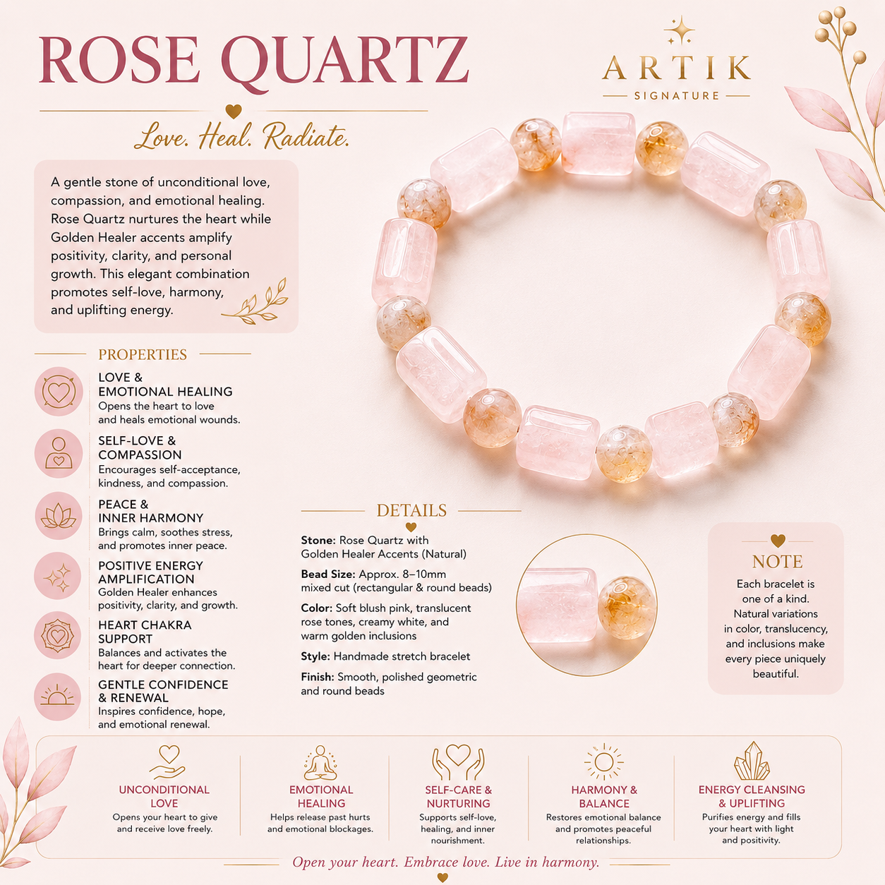 Natural Rose Quartz Bracelet